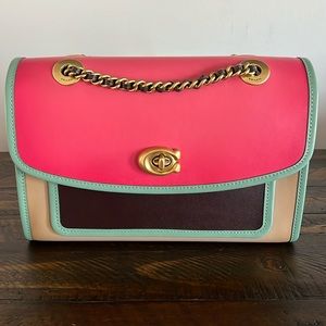Coach Parker Shoulder Bag, Orchid Colorblock, EUC